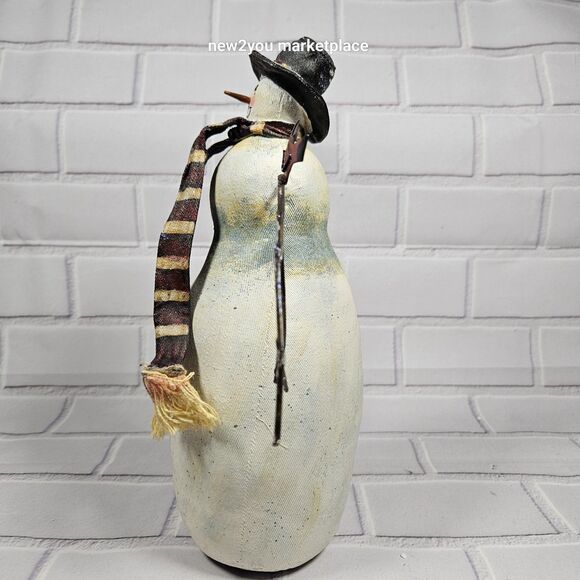 VINTAGE Snowman Christmas Paper Mache W/ Birdhouse & Bird Folk Art Primitive - Picture 7 of 10